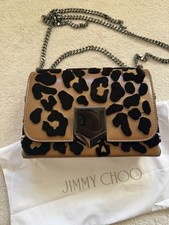 JIMMY CHOO Brown Lockett Bag With Flocked Leopard Pattern, Cross Body