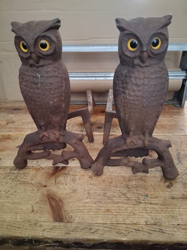 Owl fireplace andirons - owl,