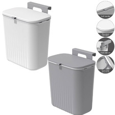 Kitchen Bin 9Ltr Foldable Hanging Trash Bin with Lid Food Dustbin Wall Mounted.