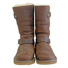 UGG Boots Women's Size 7 Brown Kensington Leather Shearling Boot Australia 5678