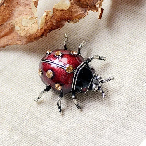 Enamel rhinestone ladybug - rhinestone,