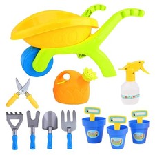14 Pcs Kids Plastic Garden Wheelbarrow Play Set Sand Pit Beach Garden Toy