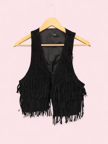 Black suede fringe - fringe, western