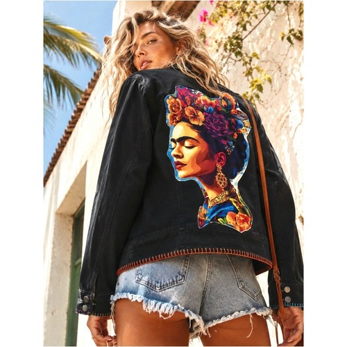 Upcycled frida kahlo jacket - upcycled,
