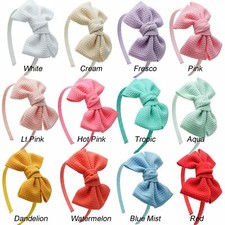 4" Bow Alice bands Headbands for Girls Twill Fabric Hair Bows Hair Hoops 
