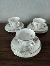 CROWN STAFFORDSHIRE Set Of 3 Trios  & 2 Plates Pattern 16421 (11 Items)