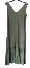 GREEN MAXI DRESS LINEN BLEND