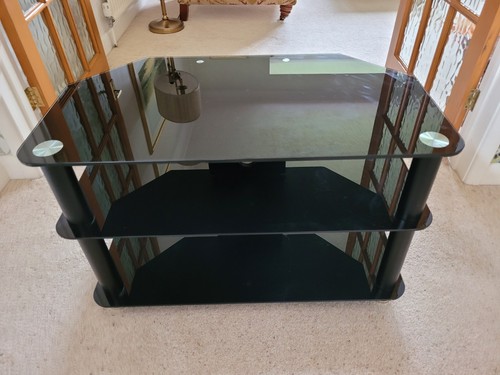 Black glass corner stand - tv,