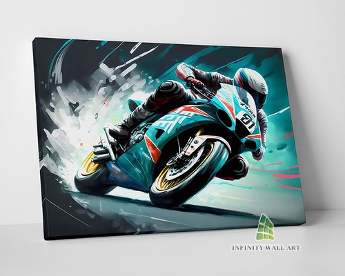 Blue motorcycle canvas - motorcycle,