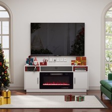 Electric Fireplace With TV Stand Unit Cabinet LED Fire Heater Flame Living Room
