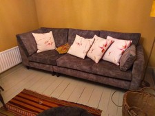 Large Grey Velvet Corner Sofa