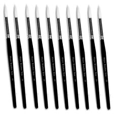 PACK 10 SIZE 10 WHITE SYNTHETIC SABLE ROUND ARTIST ACRYLIC PAINT BRUSHES