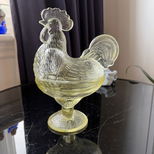 Vintage glass rooster candy - glass,
