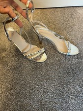 Faith Silver High Heels Slingback Sandals Silver Size 5