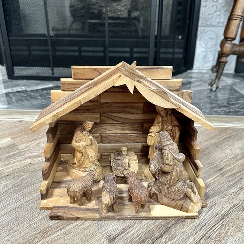 Large 7pc hand carved nativity - large,