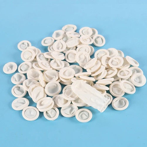 100pcs white latex finger cots - latex,