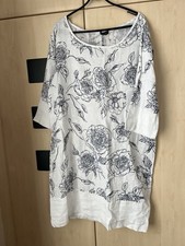 Luca Vanucci White  Floral Print 3/4 Sleeve Linen Dress Size XL. 48" Chest. New