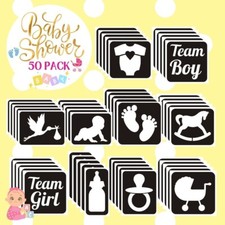 50 Baby Shower Glitter Tattoo Stencil REFILL pack - gender reveal party
