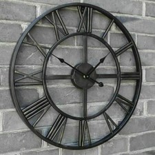 Large Outdoor Garden Wall Clock Big Roman Numerals Giant Open Face Metal 40CM