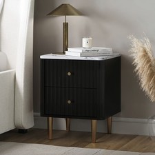 Black 2-Drawer Marble Top