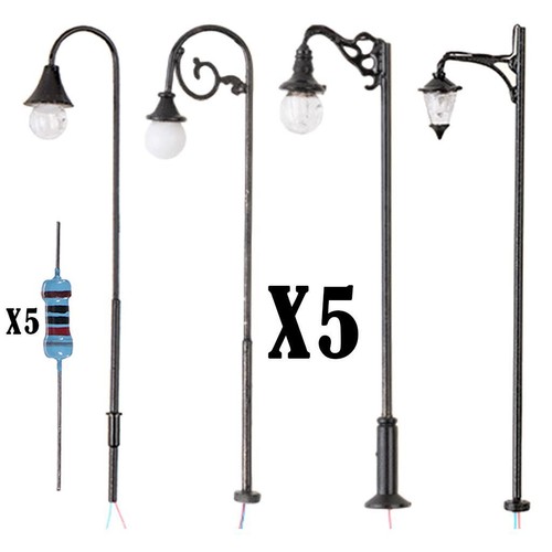 5pcs led street lights - 1/87,