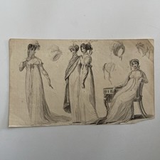 Antique engraving 1806 Regency Fashion Plate London Fashions May Gowns Bonnets