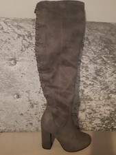 grey faux suede over the knee