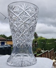 Vintage Very Large Cut Crystal Vase Clear V.Heavy-Approx 2.8 KG- 10.25" High