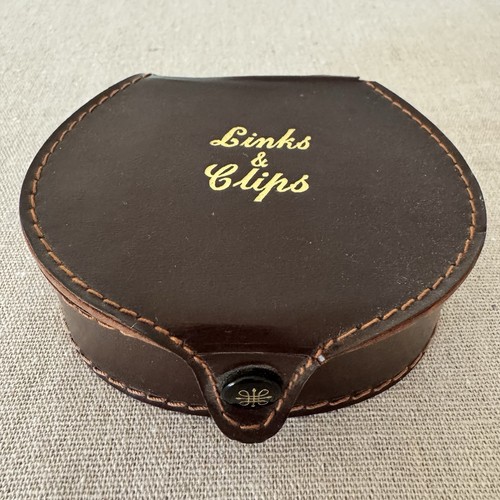 Vintage leather cufflink box - vintage,