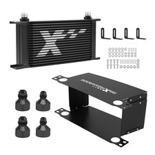 19 Row Engine Transmission Oil Cooler Universal AN10 Kit Black with Brackets