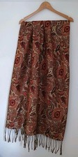 Pashmina Wrap Shawl Gold Bullion Thread Duel Side Deep Red Scarf Fringe