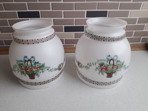 Pair antique glass lamp - pair, of
