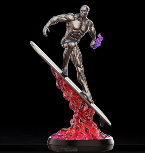 Silver surfer resin sculpture - surfer,