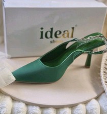 New green diamante heel sling