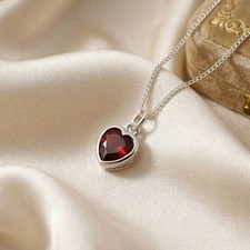 Mini Heart Silver Garnet