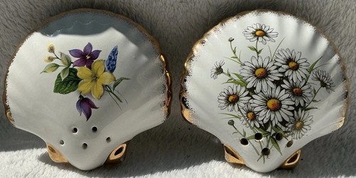 Pair vintage ceramic shell - of,