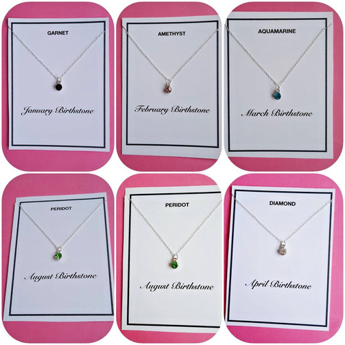 Birthstone pendant with silver - birthstone,