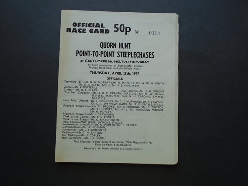Racecard quorn hunt - racecard:,