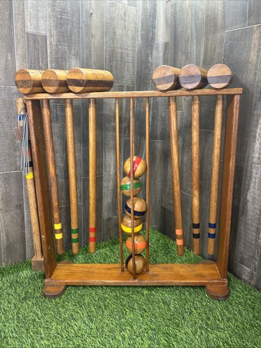 Vintage wooden croquet set - wooden,