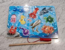 Melissa & Doug Magnetic Wooden Fishing Game and Puzzle