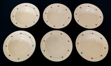 SET OF 6 VINTAGE POLKA DOT MYOTT POTTERY BREAKFAST CEREAL BOWLS GOOD CONDITION