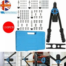 Professional 110PCS Hand Nut Tool M3- M12 Repair Kit Riveter Rivnut Gun Mandrels
