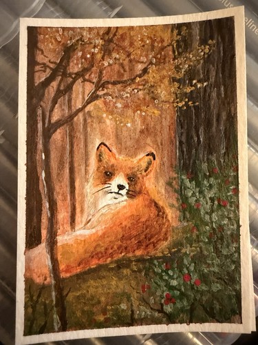 Aceo original fox - aceo,