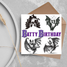 Bat Birthday Card, Gothic