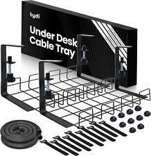 2 x Tydi Under Desk Cable Management Tray Storage Rack Organiser- Min Table 17mm