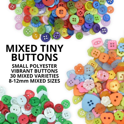 Tiny craft buttons - tiny, mixed