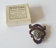 Antique 1921 British Legion Womens Section Honorary Enamel Pin Badge - Boxed