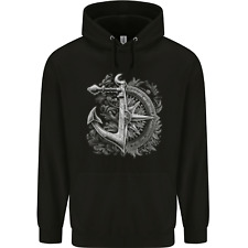 Sailing Compass Anchor Sailor Boat Yacht Mens 80% Cotton Hoodie