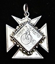 Solid Silver Cycling Fob Medal Trophy. Eldon Bicycle Club Newcastle on Tyne 1883