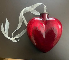 Large Red Glass Heart Hanging Ornament approx 20cm height